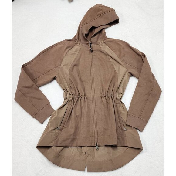 Athleta Rustic Beige Triumph Hybrid Hooded Jacket Small - Picture 5 of 11